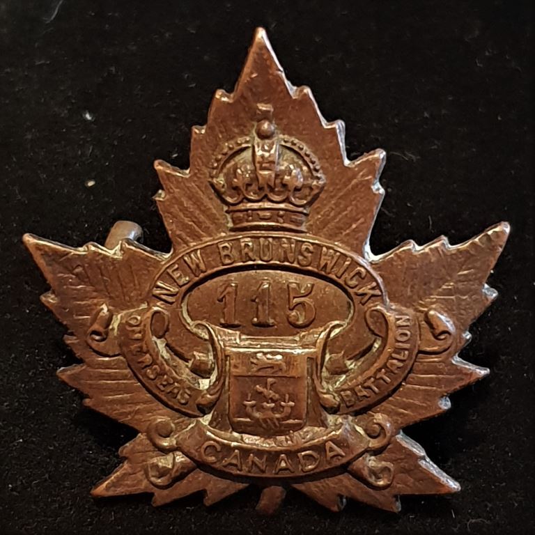E115 - 115th BATTALION (St. JOHN, NEW BRUNSWICK) COLLAR BADGE