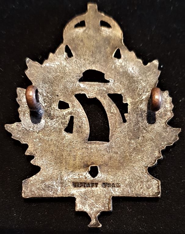 E77 - 77th BATTALION (OTTAWA) CAP BADGE (TIFTAFT MARKED)