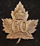 E60 - 60th BATTALION (VICTORIA RIFLES OF CANADA) CAP BADGE