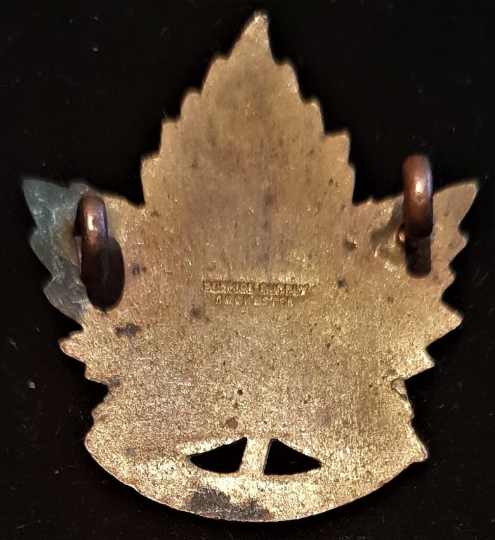 E46 - 46th BATTALION (SASKATCHEWAN) CAP BADGE "SERVICE SUPPLY ROCHESTER" MARKED