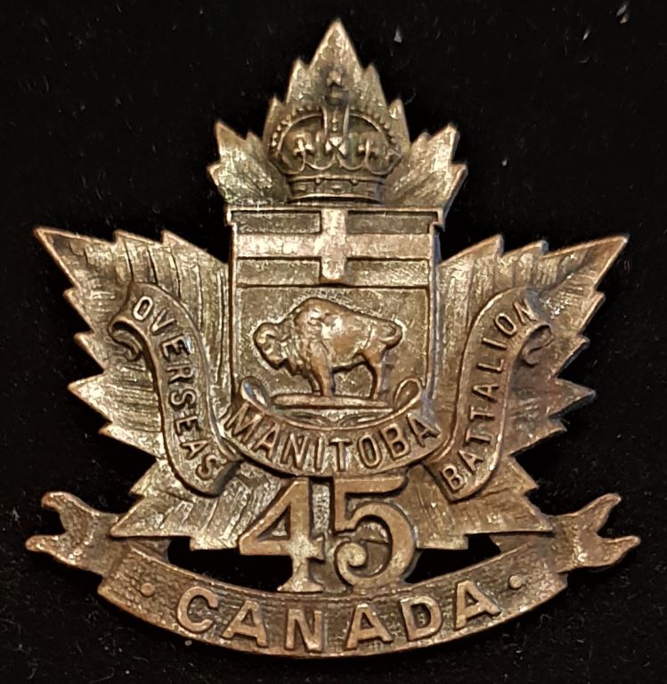 E45 - 45th BATTALION (BRANDON, MANITOBA) SWEETHEART PIN  (INGLES MARKED)