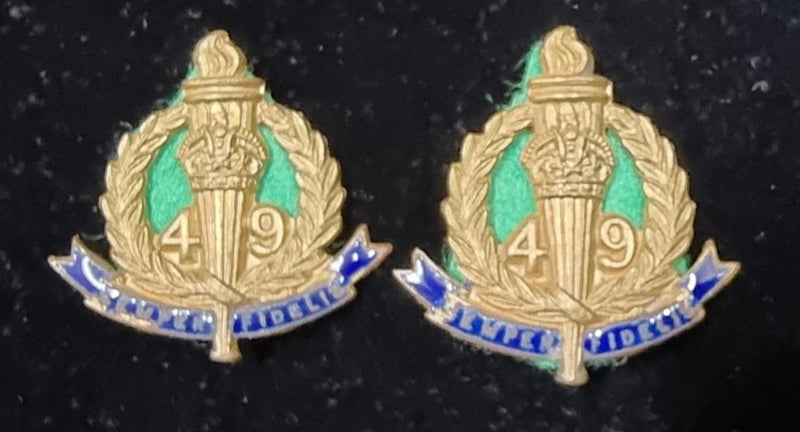 49th Infantry Battalion The Stanley Regiment Officer Enamel Collar Badges