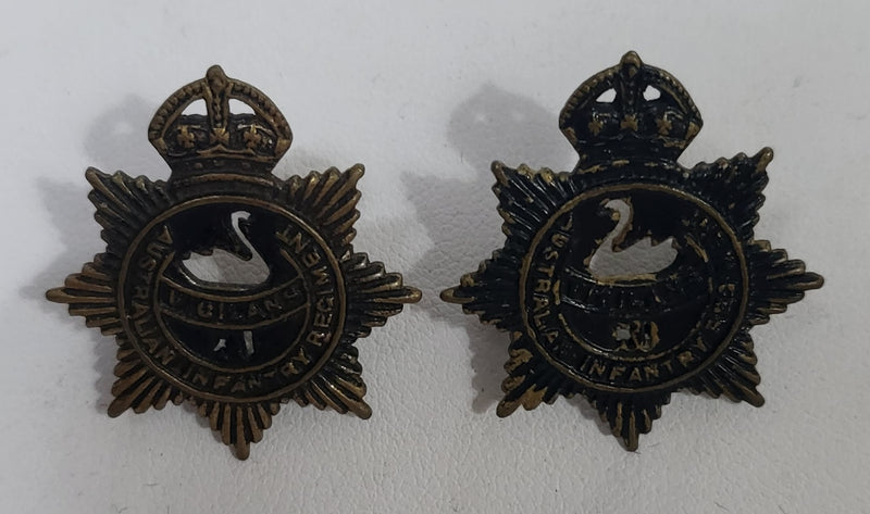 11th Infantry Battalion The City of Perth Regiment 30mm Oxidised Collar set