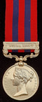 P17 SINGLE: India General Service Medal 1854 one clasp; ‘BURMA 1885-7’ running script 1733 Pte. W. Greenfield 2nd Bn Hamps. R.