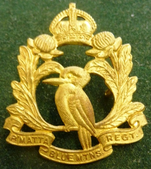 20th Infantry Battalion - The Parramatta &  Blue Mountains Regiment - 50mm brass Hat Badge & Single brass left facing collar (C253) - SOLD
