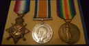 Trio: 1914/15 star, British War and Victory Medal all correctly impressed to 979 PTE. P. F. DOWNER 14/BN AIF. - VF SOLD