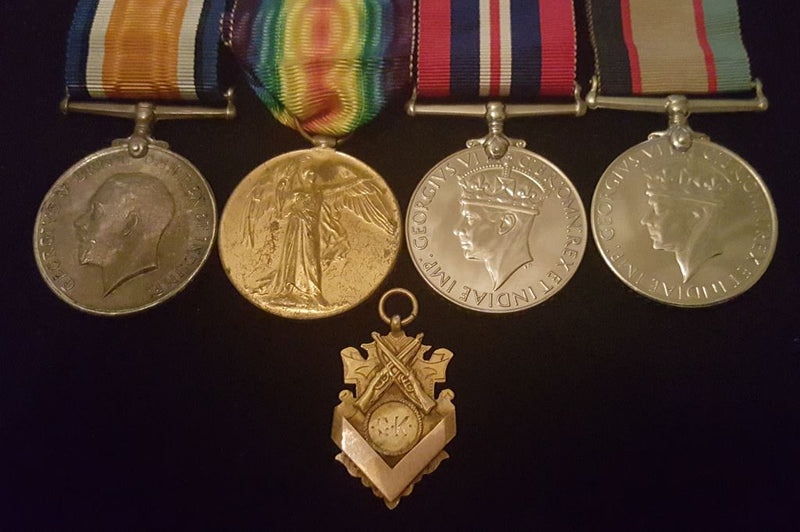 Four: British War, Victory, War Medal 1939/45 and Australian Service Medal 1939/45. WW1 medals impressed to 3331 PTE. S. K. KLEMM 42 BN AIF. WW2 medals impressed Q121440 S. K. KLEMM.