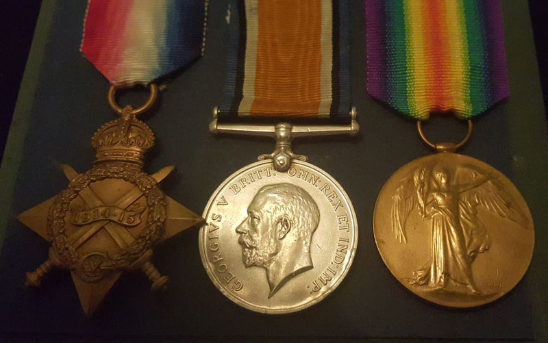 Trio: 1914/15 star, British War and Victory Medal all correctly impressed to 1594 2-CPL (PTE on star). E. E. WILLIAMS 18/BN AIF.