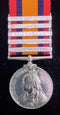 P41 Single: QUEENS SOUTH AFRICA 1899 five clasps: “CC, OFS, T, 01, 02”. Impressed 7671 Cpl. P. Pattison, North’d Fus.