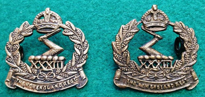33rd Infantry Battalion - The New England  Regiment  - Oxidised pair of collars (C269)