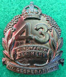 43rd Infantry Battalion The Hindmarsh Regiment 51mm Oxidised Hat Badge