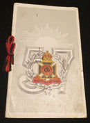 57th Battalion A.I.F. “Strike Hard” Christmas 1918 and New Year 1919 card. Beautifully done with their battle honours in the scrolls. Signed “To May, from your loving Bro George”