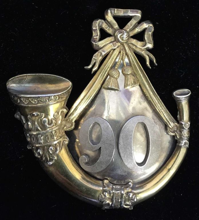 A Very Rare centre piece of a bell top shako/ forage cap badge for the 90th PERTHSHIRE LIGHT INFANTRY.