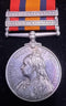 P48 Single QUEENS SOUTH AFRICA 1899 two clasps: “D of Kim, OFS”, Impressed  685 Pte. J. Rule, Kimberley Vol. Regt.