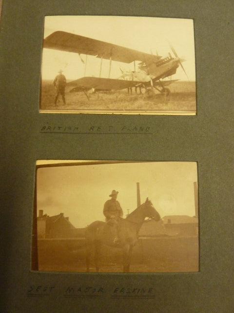 Photograph album containing 48 original WW1 photos taken in France. The Album undoubtedly has an Australian Artillery connection with one caption stating "Group NCO's OF 31st BTY".  - SOLD