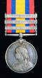 Single : QUEENS SOUTH AFRICA MEDAL 1899 three clasps "CC,OFS,T" Impressed 3922 Pte.J.Barrett.14th Hussars
