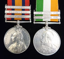 Pair : QUEENS SOUTH AFRICA MEDAL 1899 three clasps "CC, T, Wittebergen", KSA two clasps.2573 PTE (DMR on KSA) J. CHIVERS 2ND WILTS REGT