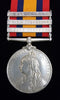 Single : QUEENS SOUTH AFRICA MEDAL 1899 one clasp "CC,OFS,T" engraved Cav.style. 5075 Pte.H.Clarke 6/Drgns - VF SOLD