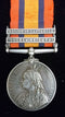 Single :QUEENS SOUTH AFRICA MEDAL 1899 two clasps " T.Hts. R of Lady." Impressed  Br. A. Cormack. Natal VOL.AMB.Corps. Gandhi was with this unit, see photo above. - VF SOLD