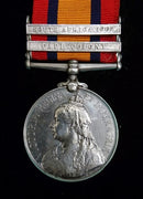 Single : QUEENS SOUTH AFRICA MEDAL 1899 two clasps "CC, SA02" correctly impressed to 8422 CORPL: J DANIELS GREN: GDS: