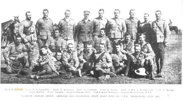LT Gubbins Victorian Mounted Rifles is standing top left in group photo  Group of six; Distinguished Service Order, G.V.R., silver-gilt and enamels;  - SOLD