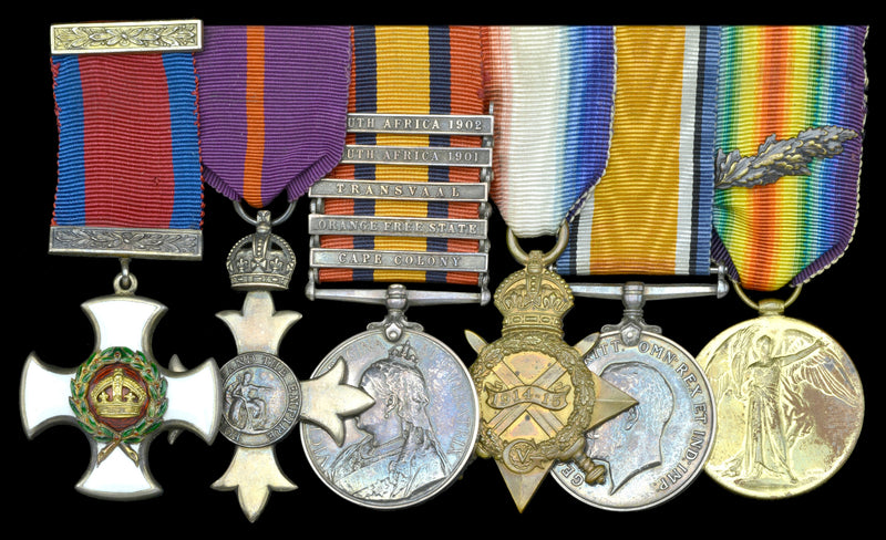 LT Gubbins Victorian Mounted Rifles is standing top left in group photo  Group of six; Distinguished Service Order, G.V.R., silver-gilt and enamels;  - SOLD