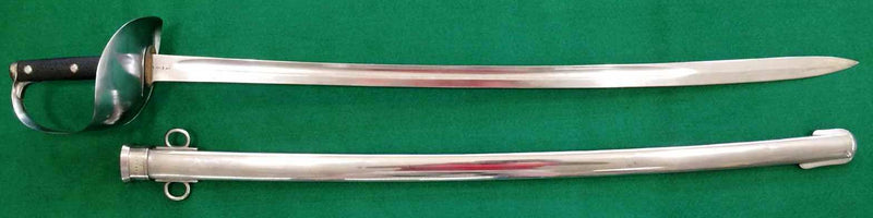 Another scarce Colonial marked sword of the 1899 pattern British cavalry trooper’s sword and scabbard well marked with impressed N.S.W.G.C over C over 1576 over 01 with the scabbard number 1560.