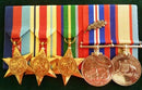 Five: 1939/45 Star, Africa Star, Pacific Star, War Medal (M.I.D.) and Australian Service Medal 1939/45 to an Officer of the 2/43rd Btn. AIF. War Medal and ASM are correctly impressed to SX6994 R. B. Davis. Stars un-named as often found - EF SOLD