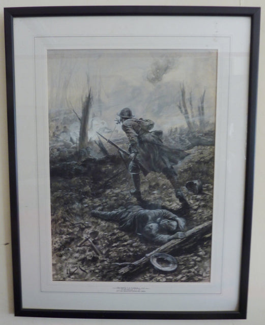 Original artwork from the well known book "Deeds That Thrilled The Empire". Artwork signed