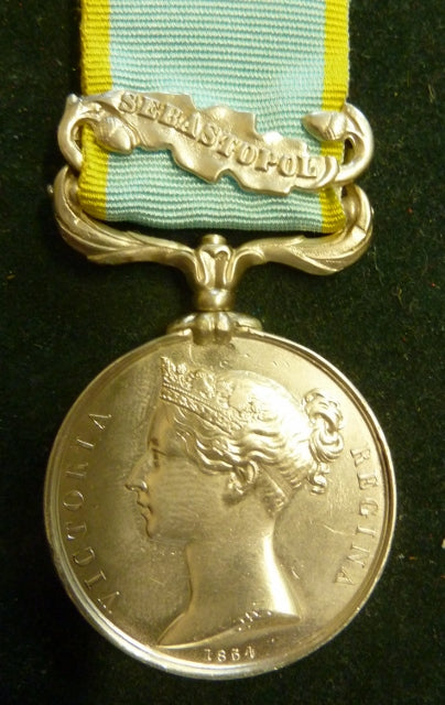 Single : CRIMEA MEDAL1854 one clasp "Sebastopol" regimentally impressed.: 2412 John Fletcher 79 Cameron Highlanders - VF SOLD