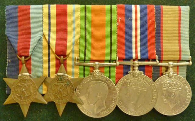 Five: 1939/45 Star, Africa Star, Defence Medal, War Medal and Australian Service Medal. Defence Medal, War Medal and Australian Service Medal all correctly named to VX2446 R.A.K. Fairless (2/2nd Field Ambulance). Stars un-named as often found.