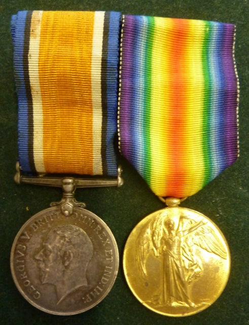 Pair: British War Medal and Victory Medal impressed to 33665 GNR. G. COLLINS 13 - F.A.B. AIF
