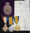 P32 FOUR: 1914/15 Star, British War and Victory Medal all correctly impressed to 323 PTE A. V. EADES 5/BN AIF. ANZAC Medallion Correctly named “E. V Eades” along with award document.