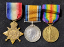 P36 Trio: 1914/15 Star, British War and Victory Medal all correctly impressed to 485 SJT (PTE on star) H. DE MELKER 8/BN AIF.