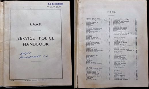 R.A.A.F. Service Police Handbook. H. E. Daw, Government Printer, Melbourne (February 1941).