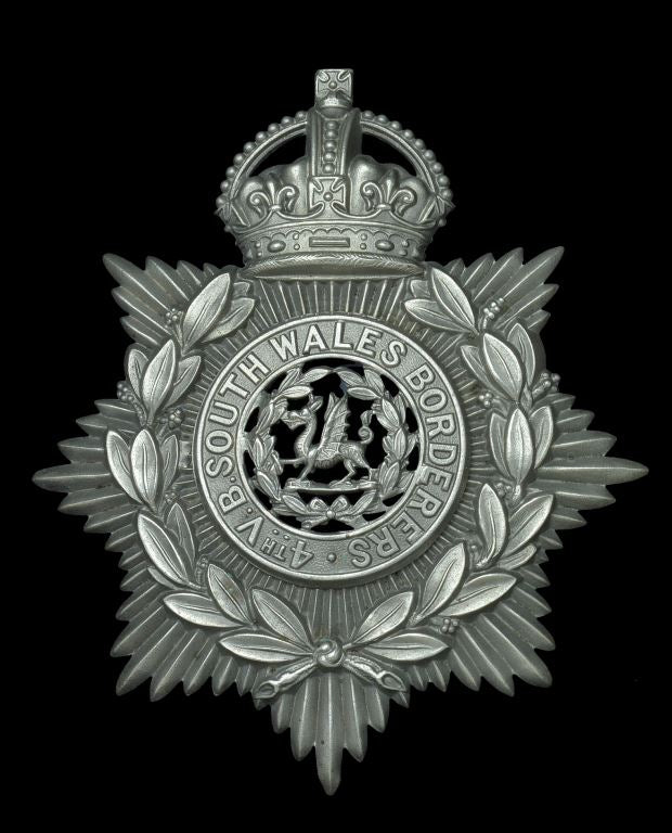 The South Wales 4th Volunteer Battalion Other Ranks Edwardian Period Helmet Plate, good quality die stamped white metal with applied centre and title details, complete with original fasteners, very good condition - SOLD
