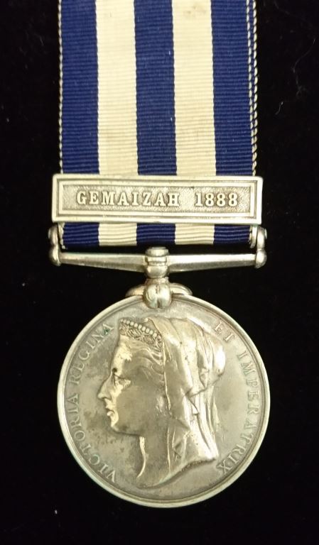 Single : EGYPT MEDAL undated one clasp "Gemaizah 1888"  1072 Pte.J.Soper 1/ Welch R. - VF SOLD