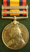 Single : QUEENS SOUTH AFRICA MEDAL 1899 two clasps "T, SA02" correctly impressed to 6720 PTE J. THOMPSON RL SCOTS FUS.