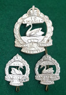 10th WAMI Western Australian Mounted Infantry - Frosted Whitemetal, 44mm,  Hat badge  & 30mm Collar set (C353)
