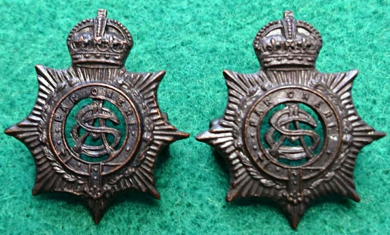 Australian Army Service Corps Oxidised pair of collars