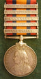 Single : QUEENS SOUTH AFRICA MEDAL 1899 five clasps "CC,OFS,T,01,02" impressed 8258 Pte.S.Bailey. Rl.Sussex Rgt. -  Gd VF SOLD