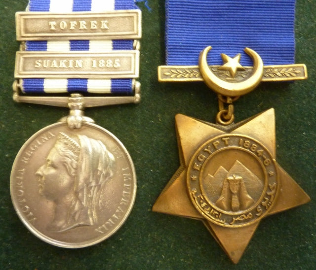 Pair : EGYPT MEDAL undated two clasps " Suakin1885, Tofrek"  259 Pte.M. BALLARD. 1/RL. BERKS R. KHEDIVE STAR dated 1884-6 stamped "BERKS" and "259" - Near VF SOLD