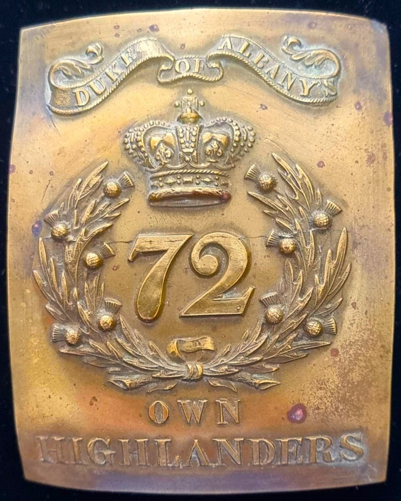 72nd (Duke of Albany’s Own) Highlanders other ranks cross belt plate 1825 – 1855.