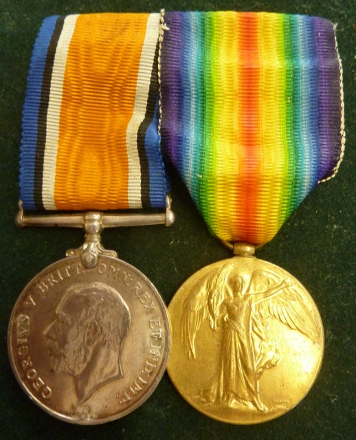 Pair: British War Medal and Victory Medal impressed to 937 2-Cpl. E. V. Boyle 3 Tun. Coy.  AIF - VF SOLD