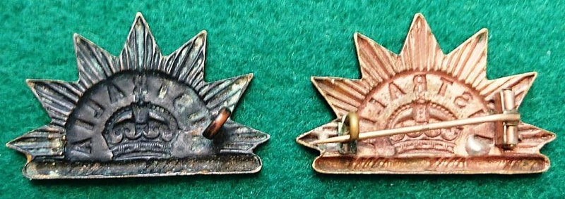 Pair of first pattern Rising Suns  One missing a lug & the other has been  beautifully converted to a sweetheart/broach - SOLD
