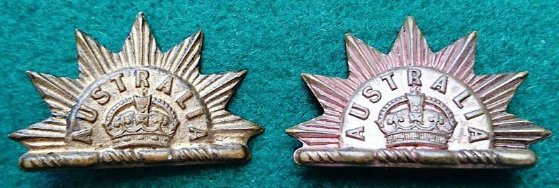 Pair of first pattern Rising Suns  One missing a lug & the other has been  beautifully converted to a sweetheart/broach - SOLD