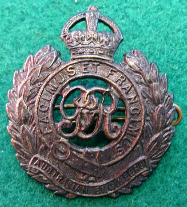 Australian Engineers George V 47mm Oxidised Hat Badge