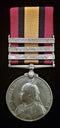 Single: QUEENS SOUTH AFRICA MEDAL 1899 three clasps "CC, T, Wittebergen" Impressed 1363 PTE. G. GITTENS. WORCESTER; REGT
