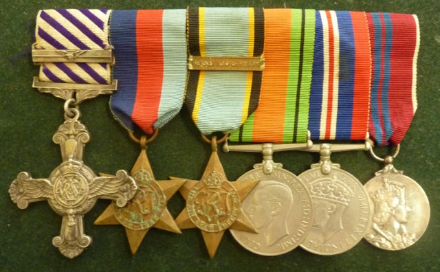 Six: An interesting low level flying fighter pilot  Distinguished Flying Cross (dated 1943) & Bar (engraved 1944), 1939/45 Star, Air Crew Europe "France and Germany", Defence Medal, War Medal and 1953 Coronation medal - SOLD