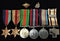 Five: 1939/45 Star, Africa Star, Defence Medal, War Medal and Australian Service Medal. War Medal and Australian Service Medal all correctly named to QX2454 E. F. G. H – HARFORD. Stars un-named as issued along with Defence medal (see end of description)